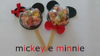 lembrancinha do mickey e da minie com garrafa pet