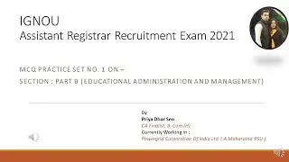 IGNOU Assistant Registrar Recruitment Exam 2021(MCQ Set-1)