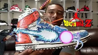MY FIRST CUSTOM DRAGON BALL Z OFF WHITE AIR JORDAN 1!!!!