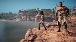 Assassin's Creed Origins: Bayek Tries To Teach Khemu To Jump In Pivotal Moment