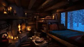 Snowy Cabin Retreat 🔥 Fireplace & Blizzard Sounds for Deep Relaxation & Calm