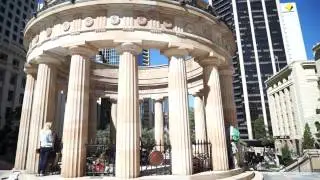Walking through ANZAC Square through to ANZAC Square war Memorial
