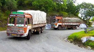 Heavy Loaded Truck Struggles To drive on Uphill In Dhimbam Hill Ghat Hairpin Bend | U TURN