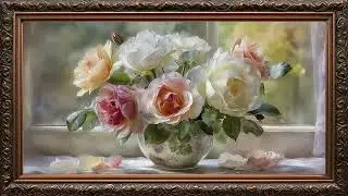 Spring Flowers in a vase Samsung frame tv art | Frame TV ART | Golden Framed Art | 4k wallpaper