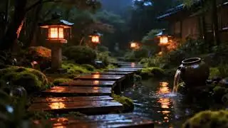 Zen Garden Night Rain 🌧️ | Deep Sleep, Relaxation & Stress Relief Sounds