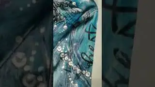 painted jeans jacket, custom clothing, vintage style,ooak #shorts #shortsvideo #tiktok #asmr #custom