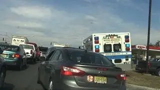 Wayne NJ First Aid Squad Rescue Ambulance  Responding Rt 23 N through Heavy Traffic MVA Wires down