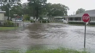 Heavy rain, high tides flood Virginia Beach mobile home neighborhood