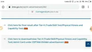 DRDO CEPTAM 9 A&A Result Tier 2 Fireman & Fire Engine Driver A Result & Asstt Halwai Cum Cook Result