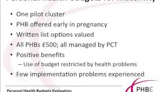 Personal Health Budgets: The Experiences of Budget-holders and Carers