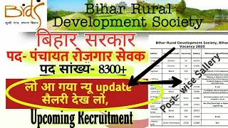 बिहार ग्रामीण विकास सोसाइटी,bihar block level 8364 recruitment|DEo|panchayat rojgar sewak|bihar job