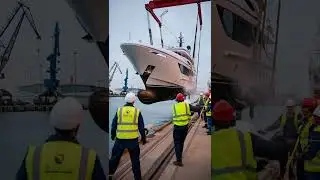 Workers drop a yacht in the dock &mdash; goodbye luxury!