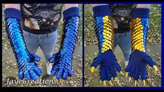 100% Premium Gauntlets - Royal Blue and Gold - Large Clawed Full Wrap Scalemail - JayeCreations