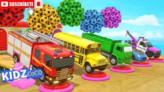 🚒🚛 Big Pipe Football Flow! Working Vehicles in Action 🎨⚽ | Kids Vehicles Cartoon l @KidzCoCo-m9u