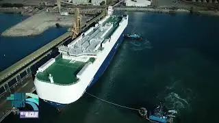 Huge Cargo roll-on roll-off (RORO) at Port of Mackay - a bird's eye view