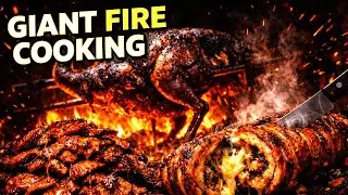 Cooking GIANT Meat Over Fire 🔥 | Ostrich, Shawarma & Juicy Rib Roll