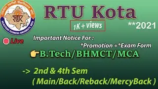 Live🛑 : RTU  Form Filling Even Sem For Promotion🔥 2021 | RTU Kota