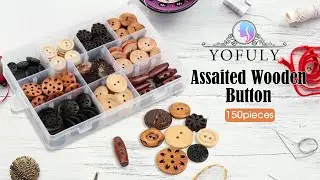 Yofuly Assorted Wooden Buttons Kit for for Crafts Sewing