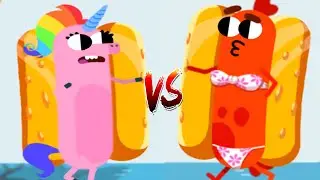 Run Sausage Run! Gameplay Walkthrough Part 1 -  Unicorn Sausage vs Bowkini Sausage