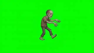 Cartoon Zombie Walk &ndash; Looped 2D Game Asset  Green Screen Animation VFX