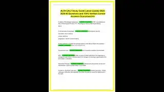 ALTA CALT Study Guide Latest Update 2025 2026 90 Questions and 100 Verified Correct Answers Guarante