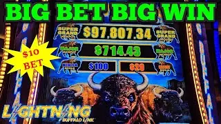 WE UPPED OUR BET and WON BIG on LIGHTNING BUFFALO LINK SLOT | Las Vegas Slots #casino #slots #vegas