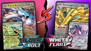 Raging Bolt vs. Gholdengo | Black Bolt and White Flare Pokemon TCG Tabletop Gameplay