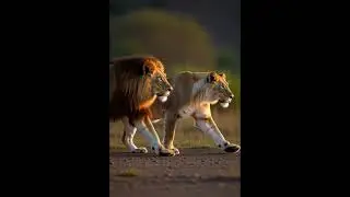 Lion couples just about to start a hunt for the dinner