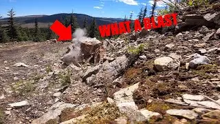 Blasting quartz boulder using EZEBREAK  Micro-Blaster! Khrysos gold property- $KLM