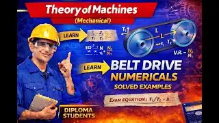 Belt Drive Numericals | Solved Problems (T1 & T2, Velocity Ratio, Power) | Diploma/Polytechnic
