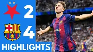 Slavia Praha vs Barcelona (2-4) Highlights | Fermin Lopez, Olmo, Lewandowski goal vs Slavia Praha