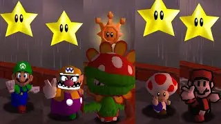 All Characters collecting Stars Animations in Super Mario 64 with Weather Cycle