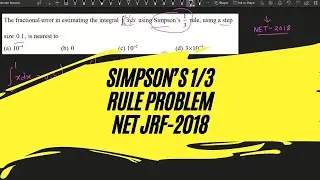 Simpson 1/3 Rule Problem |Numerical Analysis|Net Jrf 2018