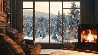 Relaxing Winter Fireplace Ambience ❄️ Peaceful Piano Music 🔥 Winter Cabin Ambience