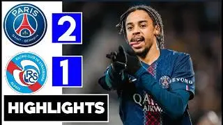 PSG vs Strasbourg 2-1 Highlights | Nuno Mendes goal | Ligue1