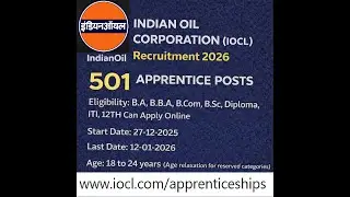 Indian Oil-IOCL Trade/ Technician/ Graduate Apprentice Recruitment 2026 - Apply Online for 501 Posts