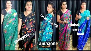 meesho and amazon printed saree haul, under 300 , affortable price #meesho #shopping #amazon#shorts
