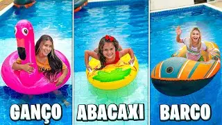 ÚLTIMA A SAIR DA SUA BOIA NA PISCINA VENCE! - desafio extremo