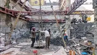 Piling work manually bore depth 18m in lift pit