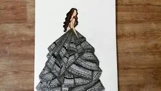 #mandalaartforbeginners Girl gown|mandala art for beginners||step by step||zentangle art||doodle art