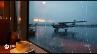 Between Flights &mdash; Rain & Fog at a Quiet FBO | Calm Aviation Ambience