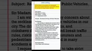 letter to the editor of a newspaper about reckless/harsh driving of public vehicles in your locality