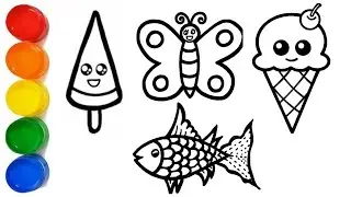 Ice cream,butterfly,fish,cone ice cream drawing for kids , Easy step by step drawing
