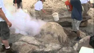 Traditional Clambake cooked under sand on a beach
