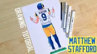 How to draw NFL players Matthew Stafford / Los Angeles Rams