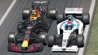 Max Verstappen vs Jos Verstappen | 2018 Red Bull RB14 vs 1998 Stewart SF2 at Monza