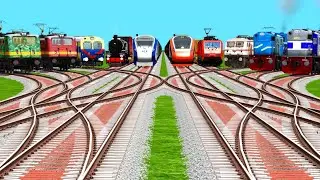 All Trains At Level Crossings By Bumpy Branched Railroad Tracks | Train Games |▶️ Train Simulator