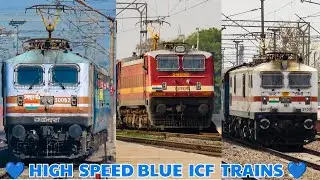 Nostalgic Blue ICF Trains thrashing Asaoti at 130 kmph | Shridham Exp Kalinga Utkal Exp Gondwana Exp