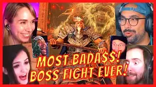 GAMERS FIGHT EPIC BOSS of GODFREY, FIRST ELDEN LORD BOSS FIGHT REACTIONS - HOARAH LOUX - ELDEN RING!