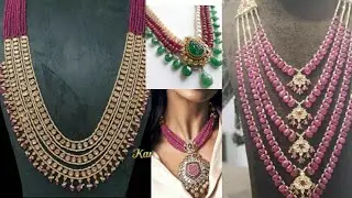 Ruby beads long haram designs in gold#beads#beadsjewellery#ruby#haram#goldjewellery